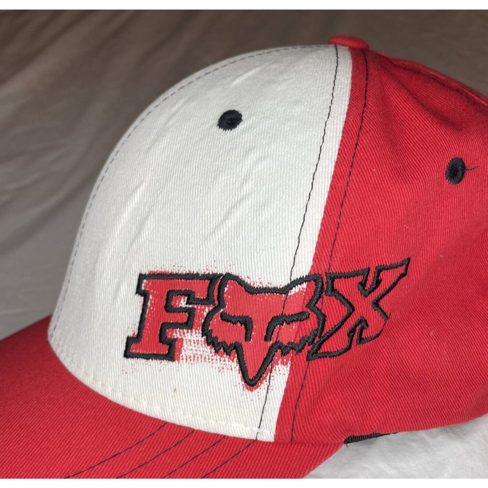 Fox Racing Hat Red White Logo Flex fit Size L Baseball Cap Riding Co - Picture 6 of 9